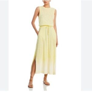 ATM Tulip Yellow Dip Dye Cotton Crewneck Slub Tank Dress Size Medium